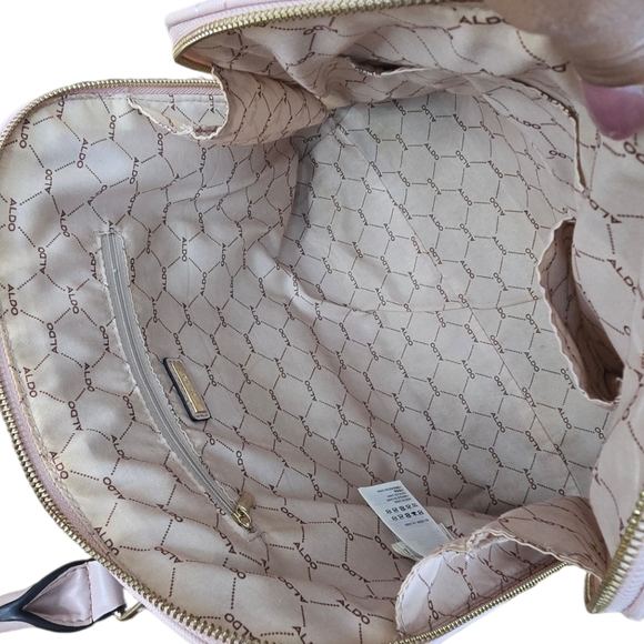 ALDO Blush Pink Structured Satchel Handbag | Gold Hardware | Top Handle Preowned - Picture 5 of 8